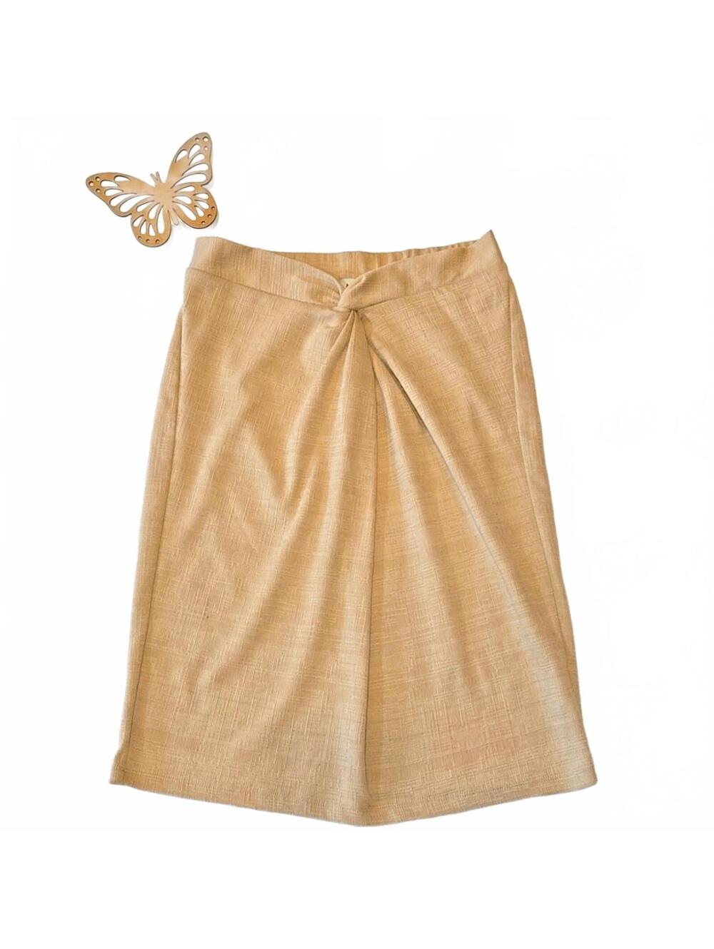 June & Hudson Cream A-Line Stretch Skirt Knot Front Knee-length Size 1